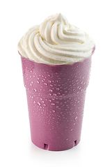 Image showing blueberry milkshake in plastic take away cup