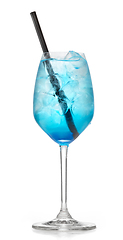 Image showing glass of blue cocktail