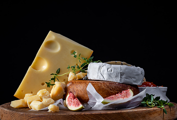 Image showing still life with various cheese 