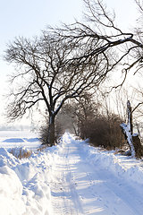 Image showing narrow snow-covered winter road