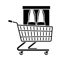 Image showing Shopping Cart With Shoes In Box Icon