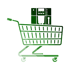 Image showing Shopping Cart With Cofee Machine Icon