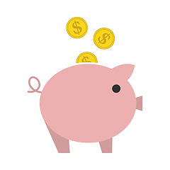 Image showing Golden Coins Fall In Piggy Bank Icon