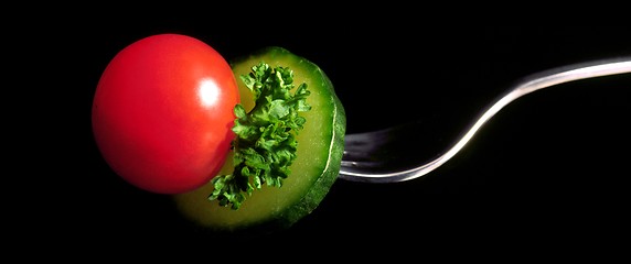 Image showing Tomato on fork