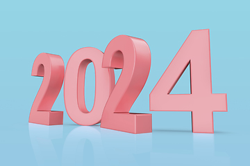 Image showing Happy New Year 2024 with pink numbers