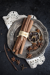 Image showing Spices in silver plate