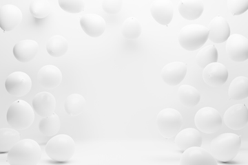 Image showing White balloons on white studio background. Birthday party, weddi