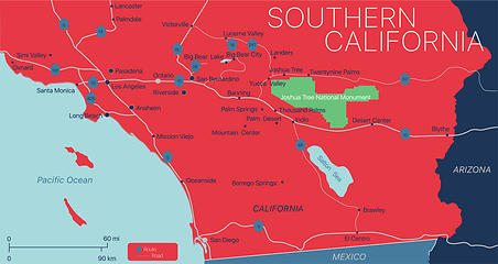 Image showing Southern California state detailed editable map