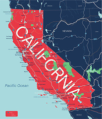Image showing California state detailed editable map