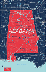 Image showing Alabama state detailed editable map