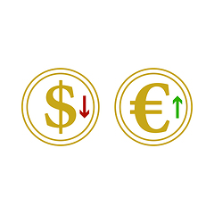 Image showing Falling Dollar And Growth Up Euro Coins Icon