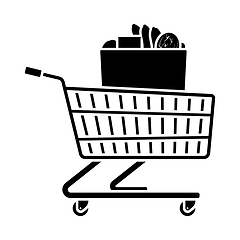 Image showing Shopping Cart With Bag Of Food Icon