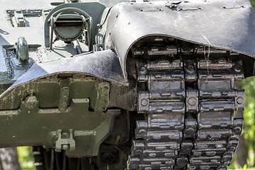 Image showing close-up of the chassis of an old tank