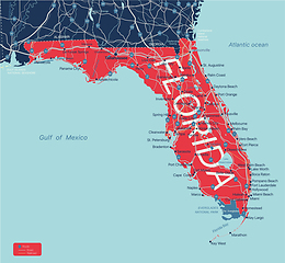 Image showing Florida state detailed editable map