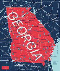 Image showing Georgia state detailed editable map