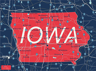 Image showing Iowa state detailed editable map