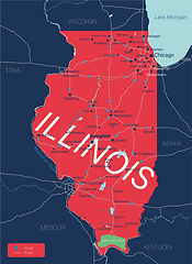 Image showing Illinois state detailed editable map