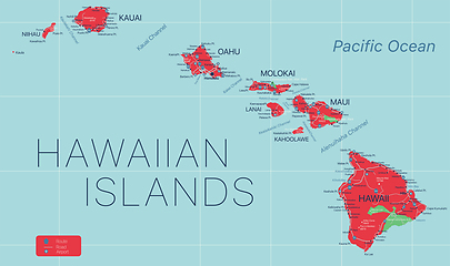 Image showing Hawaii state detailed editable map