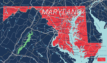 Image showing Maryland state detailed editable map