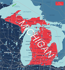 Image showing Michigan state detailed editable map