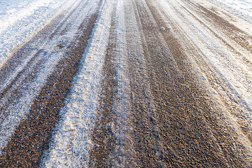 Image showing winter time on a narrow rural highway