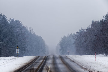 Image showing narrow winter road