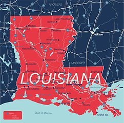 Image showing Lousiana state detailed editable map