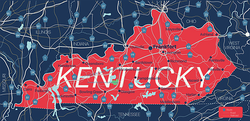 Image showing Kentucky state detailed editable map