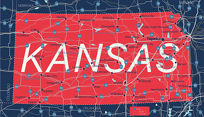 Image showing Kanzas state detailed editable map