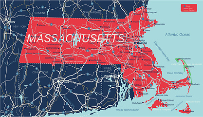 Image showing Massachusetts state detailed editable map