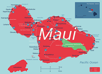 Image showing Maui island detailed editable map