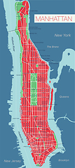 Image showing Lower and Mid Manhattan in New York detailed editable vector map