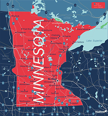 Image showing Minnesota state detailed editable map