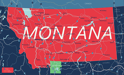 Image showing Montana state detailed editable map