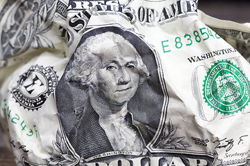 Image showing one crumpled American dollars