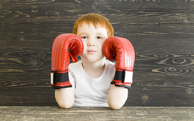Image showing boy with boxing gloves