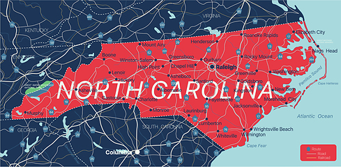 Image showing North Carolina state detailed editable map