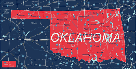 Image showing Oklahoma state detailed editable map