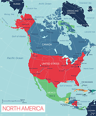 Image showing North America state detailed editable map