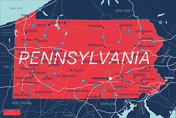 Image showing Pennsylvania state detailed editable map