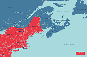 Image showing New England detailed editable map