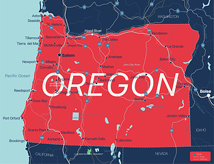 Image showing Oregon state detailed editable map