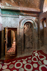 Image showing Bet-Mikael rock-hewn church, Interior of Orthodox monolith rock-