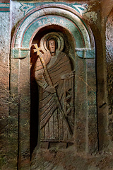 Image showing Bet-Mikael rock-hewn church, Interior of Orthodox monolith rock-