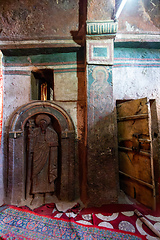 Image showing Bet-Mikael rock-hewn church, Interior of Orthodox monolith rock-