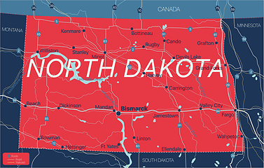 Image showing North Dacota state detailed editable map