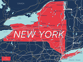 Image showing New York state detailed editable map