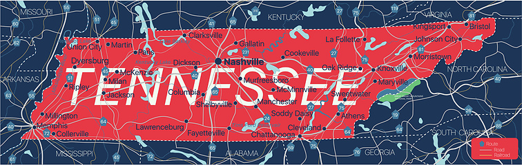 Image showing Tennesy state detailed editable map