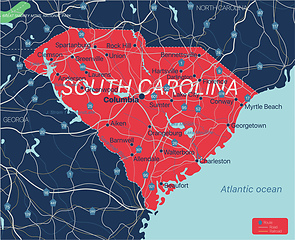 Image showing South Carolina state detailed editable map