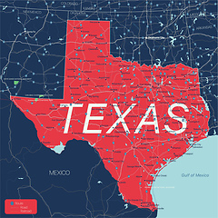 Image showing Texas state detailed editable map